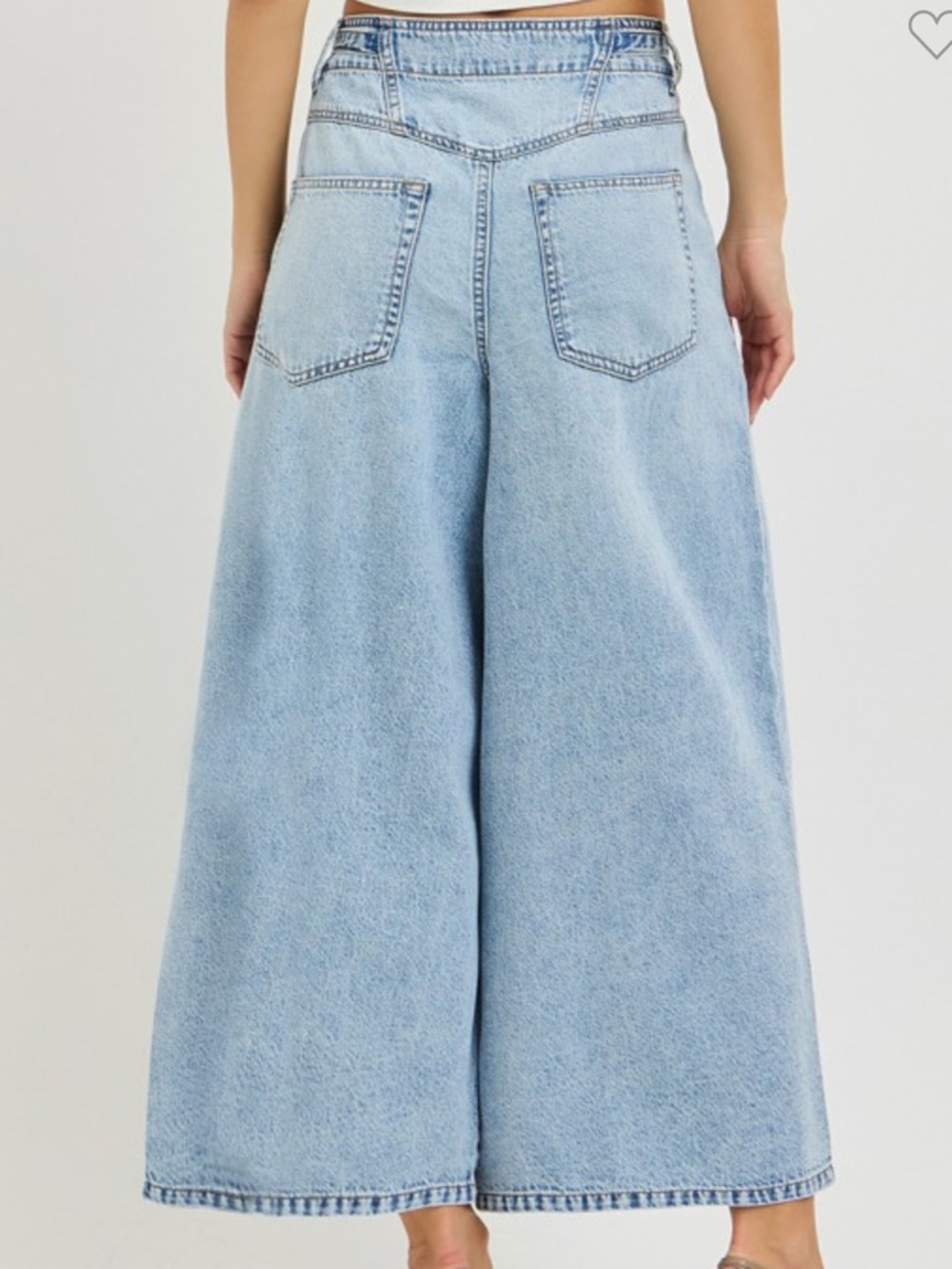 223. Risen Light Blue Wash Wide Leg Tie-Waist Crop Jeans NEW - Picture 3 of 3